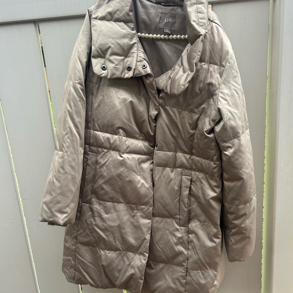 Women's Taupe Puffer Coat J Jill sz xs